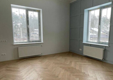 Engineered hardwood floor installation in French herringbone pattern in Raleigh NC living room