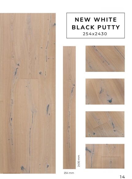 NEW WHITE BLACK PUTTY flooring sample with detailed surface texture by Flooring Fanatics Slovenia