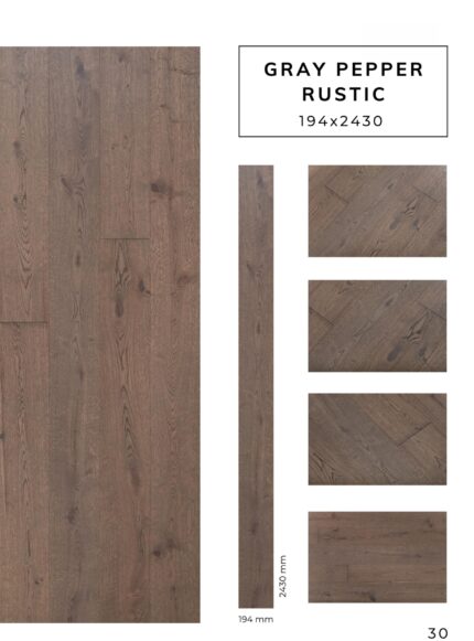 GRAY PEPPER RUSTIC flooring sample with detailed surface texture by Flooring Fanatics Slovenia