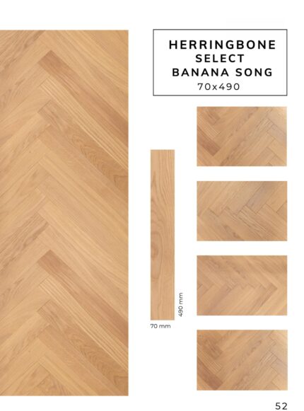HERRINGBONE SELECT BANANA SONG flooring sample with premium herringbone pattern by Flooring Fanatics Slovenia